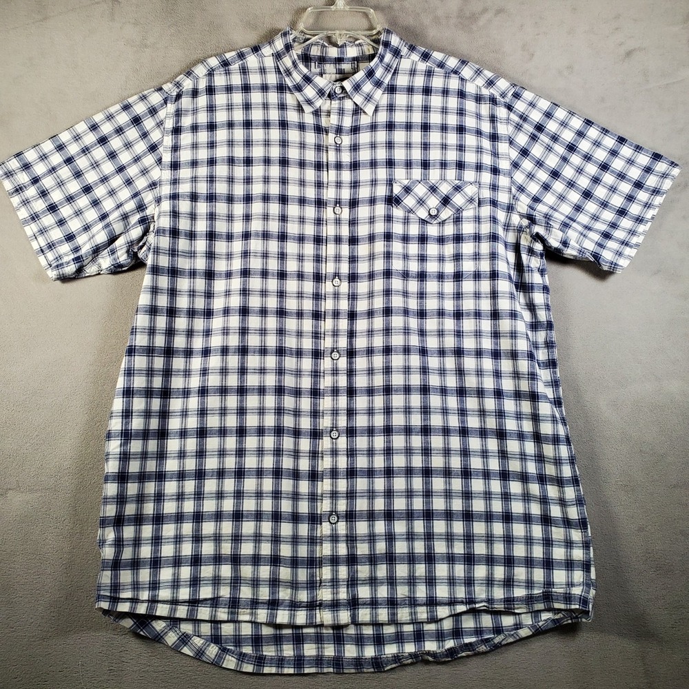 Mountain Khakis Shirt Mens XL Blue Plaid Short Sleeve Hiking Outdoor Gorpcore - Picture 2 of 10